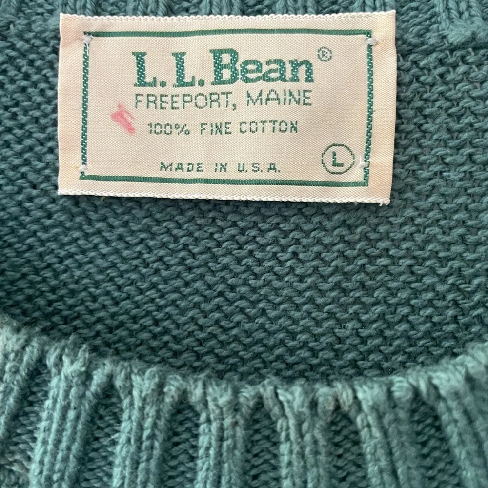 LL Bean Vintage Made in USA Striped Cotton Sweater size L
